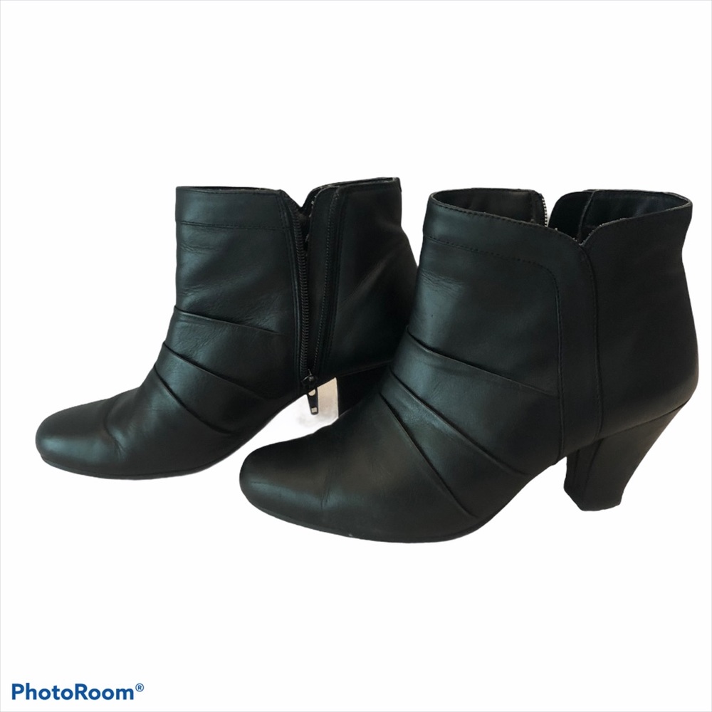 Denver Hayes black leather booties.